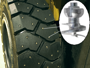Carbide Tipped Screws attached to the tire