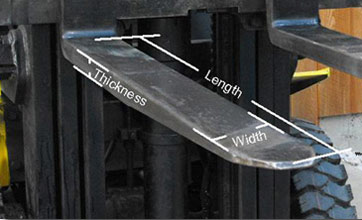Forklift fork dimension thickness and length